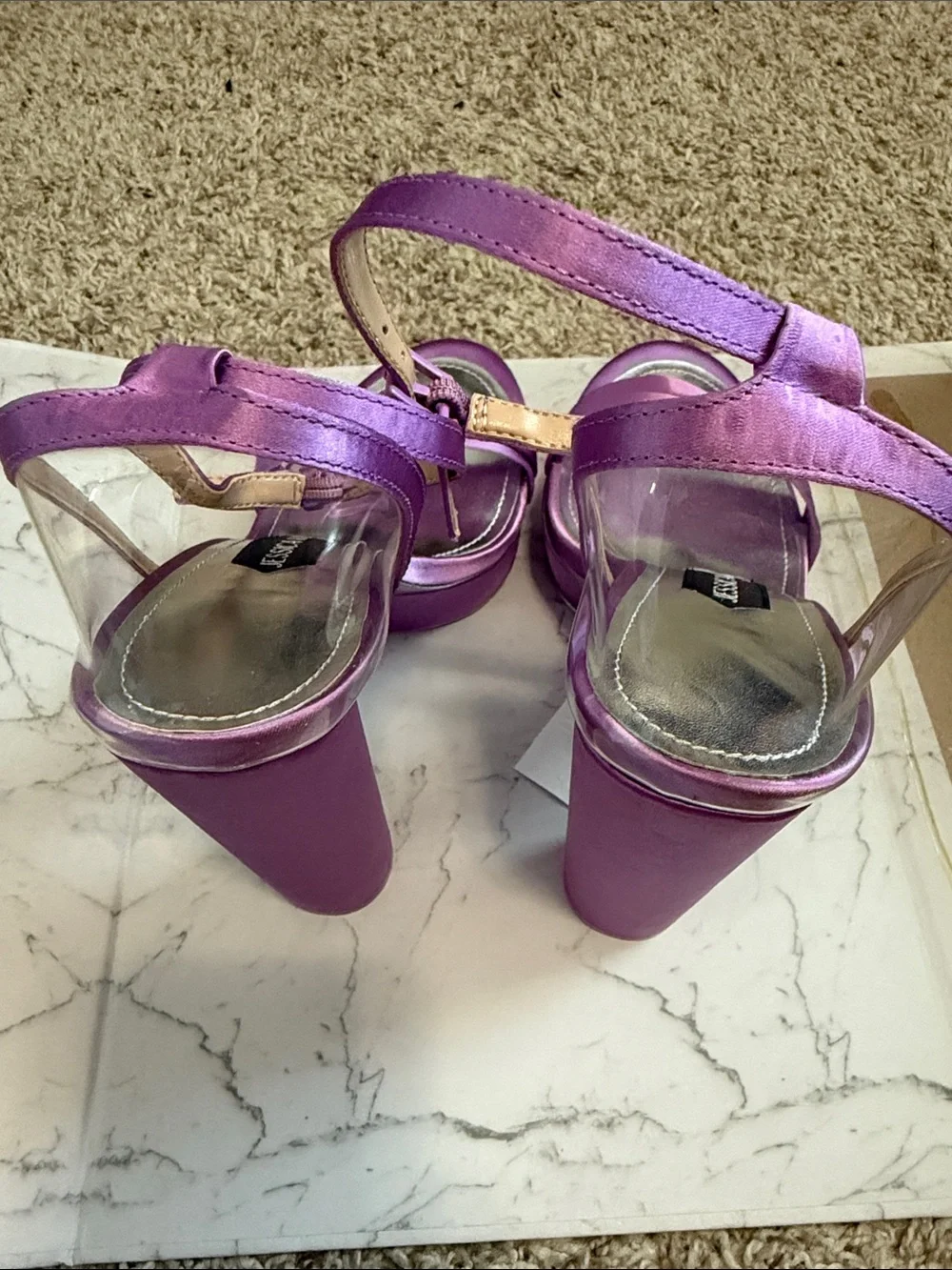 NWB! Jessica Rich - Love Purple Satin Platform Heels with Ankle Strap - Size 9